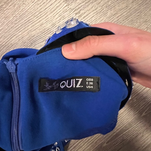 Quiz Blue Rhinestone Maxi Dress Gown - Picture 6 of 8